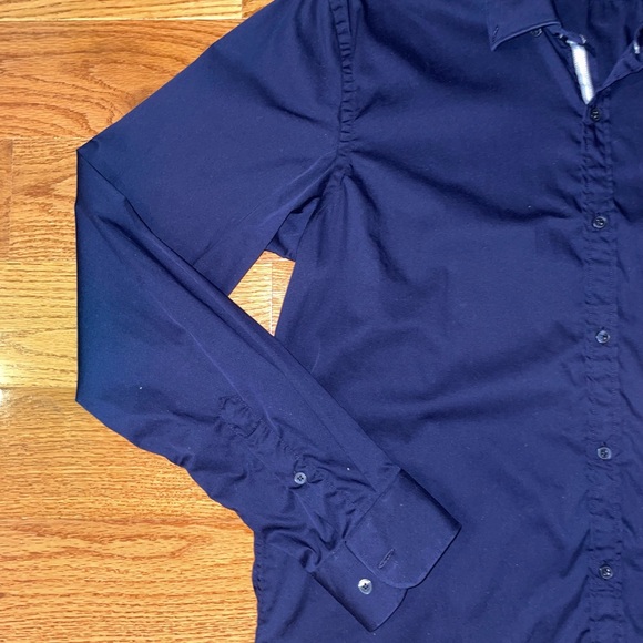Zara Blue Button-Up Super Slim Fit Shirt - Size Large - Picture 3 of 8